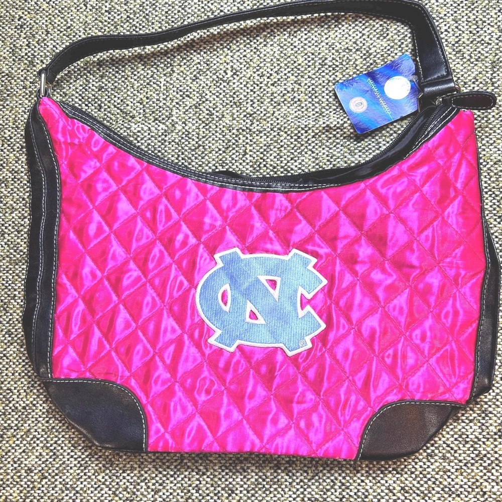 Vintage Style UNC Tar Heels Pink Quilted Handbag NCAA Licensed